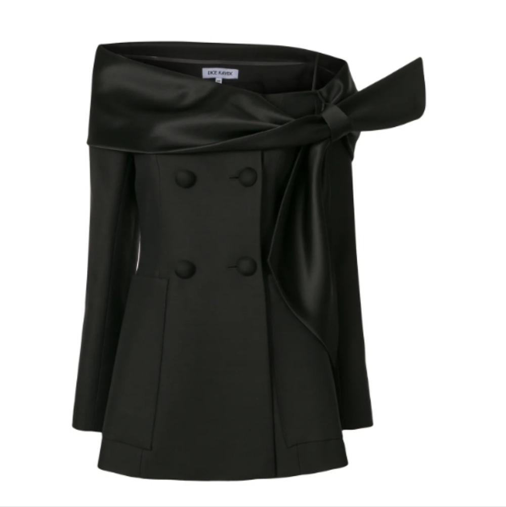 DICE KAYEK Off-shoulder Fitted Blazer Top In Black